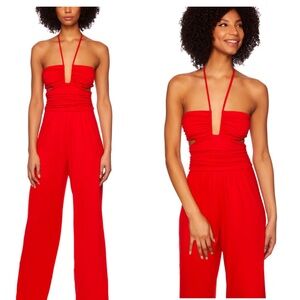 Susana Monaco square string jumpsuit red
